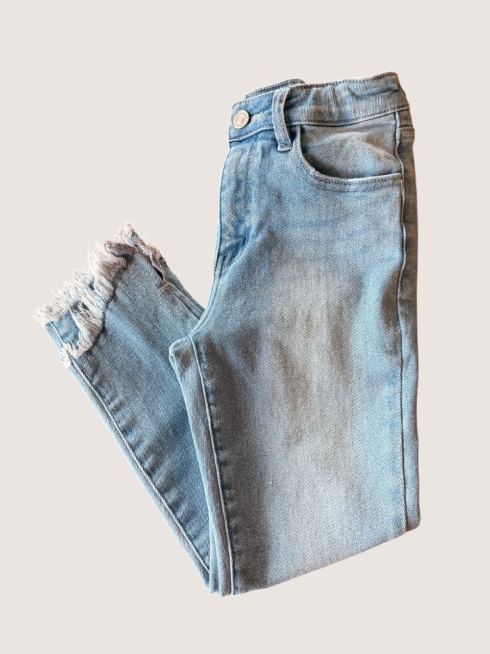 KanCan Girls Jeans Size 12 Light Wash Frayed Hem Skinny